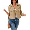 imageCicy Bell Womens Cropped Trench Coat Casual Long Sleeve Notched Lapel Blazer JacketCamel