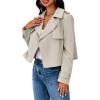 imageCicy Bell Womens Cropped Trench Coat Casual Long Sleeve Notched Lapel Blazer JacketKhaki
