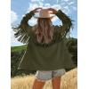 imageCicy Bell Womens Faux Suede Fringe Jacket Casual Blazer Long Sleeve Lapel Button Front Suit JacketsArmy Green