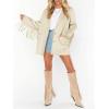 imageCicy Bell Womens Faux Suede Fringe Jacket Casual Blazer Long Sleeve Lapel Button Front Suit JacketsBeige