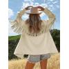 imageCicy Bell Womens Faux Suede Fringe Jacket Casual Blazer Long Sleeve Lapel Button Front Suit JacketsBeige