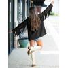 imageCicy Bell Womens Faux Suede Fringe Jacket Casual Blazer Long Sleeve Lapel Button Front Suit JacketsBlack