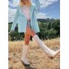 imageCicy Bell Womens Faux Suede Fringe Jacket Casual Blazer Long Sleeve Lapel Button Front Suit JacketsBlue