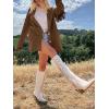 imageCicy Bell Womens Faux Suede Fringe Jacket Casual Blazer Long Sleeve Lapel Button Front Suit JacketsDark Brown