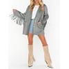 imageCicy Bell Womens Faux Suede Fringe Jacket Casual Blazer Long Sleeve Lapel Button Front Suit JacketsGrey