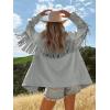 imageCicy Bell Womens Faux Suede Fringe Jacket Casual Blazer Long Sleeve Lapel Button Front Suit JacketsGrey