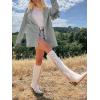imageCicy Bell Womens Faux Suede Fringe Jacket Casual Blazer Long Sleeve Lapel Button Front Suit JacketsGrey