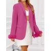 imageCicy Bell Womens Feather Cuff Oversized Blazer Jacket Dressy Open Front Elegant Long Sleeve Party OutfitsRose Red
