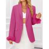 imageCicy Bell Womens Feather Cuff Oversized Blazer Jacket Dressy Open Front Elegant Long Sleeve Party OutfitsRose Red