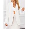 imageCicy Bell Womens Feather Cuff Oversized Blazer Jacket Dressy Open Front Elegant Long Sleeve Party OutfitsWhite