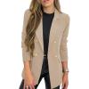 imageCicy Bell Womens Casual Long Sleeve Blazer Solid Color Loose Lapel Button Blazer JacketApricot