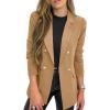 imageCicy Bell Womens Casual Long Sleeve Blazer Solid Color Loose Lapel Button Blazer JacketKhaki
