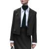 imageCicy Bell Womens Cropped Striped Blazer Casual Long Sleeve Lapel Button Down Work Blazer JacketsBlack