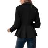 imageCicy Bell Elegant Women Blazer Business Work Office Peplum Hem Jacket Open Front Herringbone CoatsBlack