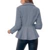 imageCicy Bell Elegant Women Blazer Business Work Office Peplum Hem Jacket Open Front Herringbone CoatsBlue