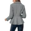 imageCicy Bell Elegant Women Blazer Business Work Office Peplum Hem Jacket Open Front Herringbone CoatsDark Gray