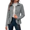 imageCicy Bell Elegant Women Blazer Business Work Office Peplum Hem Jacket Open Front Herringbone CoatsDark Gray