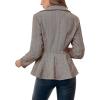 imageCicy Bell Elegant Women Blazer Business Work Office Peplum Hem Jacket Open Front Herringbone CoatsKhaki