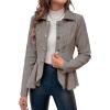 imageCicy Bell Elegant Women Blazer Business Work Office Peplum Hem Jacket Open Front Herringbone CoatsKhaki