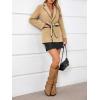 imageCicy Bell Womens Belted Casual Blazer Long Sleeve Open Front Contrast Binding Suit Jackets Dressy Blouse TopsKhaki