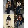 imageCicy Bell Womens Cropped Pea Coat Casual Double Breasted Stand Collar Long Sleeve Fall Short Jackets OutwearBeige