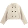 imageCicy Bell Womens Cropped Pea Coat Casual Double Breasted Stand Collar Long Sleeve Fall Short Jackets OutwearBeige