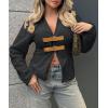 imageCicy Bell Womens Cropped Pea Coat V Neck Short Wool Jackets Vintage Casual Y2K Fall Open Front Blazer with BuckleBlack