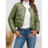 imageCicy Bell Womens Cropped Puffer Jackets Quilted Lightweight Collarless Button Down Warm Winter Coats with PocketsArmy Green