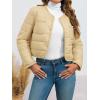 imageCicy Bell Womens Cropped Puffer Jackets Quilted Lightweight Collarless Button Down Warm Winter Coats with PocketsBeige