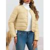 imageCicy Bell Womens Cropped Puffer Jackets Quilted Lightweight Collarless Button Down Warm Winter Coats with PocketsBeige