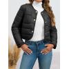 imageCicy Bell Womens Cropped Puffer Jackets Quilted Lightweight Collarless Button Down Warm Winter Coats with PocketsBlack