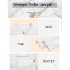 imageCicy Bell Womens Cropped Puffer Jackets Quilted Lightweight Collarless Button Down Warm Winter Coats with PocketsWhite