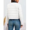 imageCicy Bell Womens Cropped Puffer Jackets Quilted Lightweight Collarless Button Down Warm Winter Coats with PocketsWhite