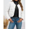 imageCicy Bell Womens Cropped Puffer Jackets Quilted Lightweight Collarless Button Down Warm Winter Coats with PocketsWhite