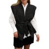 imageCicy Bell Womens Diamond Quilted Puffer Vest Open Front Puffy Sleeveless Jacket Fall Work Casual OuterwearBlack