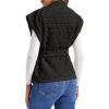 imageCicy Bell Womens Diamond Quilted Puffer Vest Open Front Puffy Sleeveless Jacket Fall Work Casual OuterwearBlack