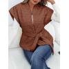 imageCicy Bell Womens Diamond Quilted Puffer Vest Open Front Puffy Sleeveless Jacket Fall Work Casual OuterwearCaramel