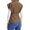 imageCicy Bell Womens Diamond Quilted Puffer Vest Open Front Puffy Sleeveless Jacket Fall Work Casual OuterwearKhaki