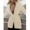imageCicy Bell Womens Fitted Sexy Blazers Casual Open Front Long Sleeve Trendy Tailored Cut Out Blazer JacketsBeige
