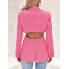 imageCicy Bell Womens Fitted Sexy Blazers Casual Open Front Long Sleeve Trendy Tailored Cut Out Blazer JacketsHot Pink