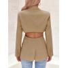imageCicy Bell Womens Fitted Sexy Blazers Casual Open Front Long Sleeve Trendy Tailored Cut Out Blazer JacketsKhaki
