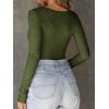 imageCicy Bell Womens Long Sleeve Tops Tight Ribbed Knit Scoop Neck Henley Shirts 2024 Fall Fitted Basic TeeArmy Green
