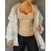imageCicy Bell Womens Long Sleeve Tops Tight Ribbed Knit Scoop Neck Henley Shirts 2024 Fall Fitted Basic TeeBeige