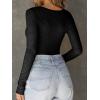 imageCicy Bell Womens Long Sleeve Tops Tight Ribbed Knit Scoop Neck Henley Shirts 2024 Fall Fitted Basic TeeBlack