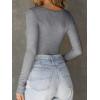 imageCicy Bell Womens Long Sleeve Tops Tight Ribbed Knit Scoop Neck Henley Shirts 2024 Fall Fitted Basic TeeLight Grey