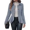 imageCicy Bell Elegant Women Blazer Business Work Office Peplum Hem Jacket Open Front Herringbone CoatsBlue