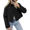imageCicy Bell Womens Cropped Pea Coat Casual Double Breasted Stand Collar Long Sleeve Fall Short Jackets OutwearBlack
