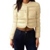 imageCicy Bell Womens Cropped Puffer Jackets Quilted Lightweight Collarless Button Down Warm Winter Coats with PocketsBeige