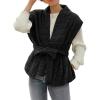 imageCicy Bell Womens Diamond Quilted Puffer Vest Open Front Puffy Sleeveless Jacket Fall Work Casual OuterwearBlack