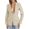 imageCicy Bell Womens Fitted Sexy Blazers Casual Open Front Long Sleeve Trendy Tailored Cut Out Blazer JacketsBeige